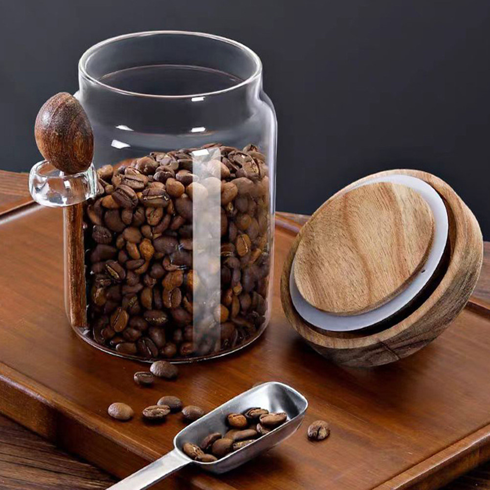 Coffee Tea Beans - Glass Coffee Bean Storage Jar Airtight