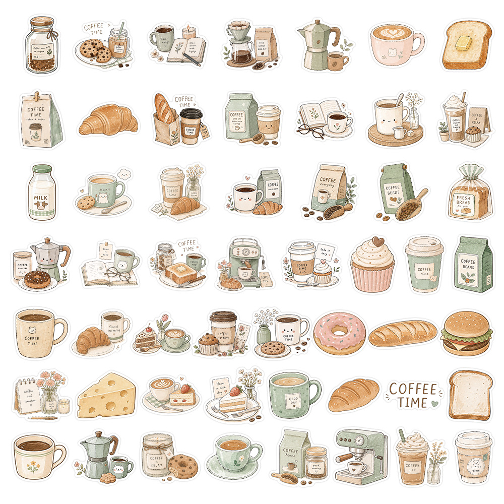 50-100 PCS Coffee Time Sticker - đánh giá và giá Coffee Tea Journal