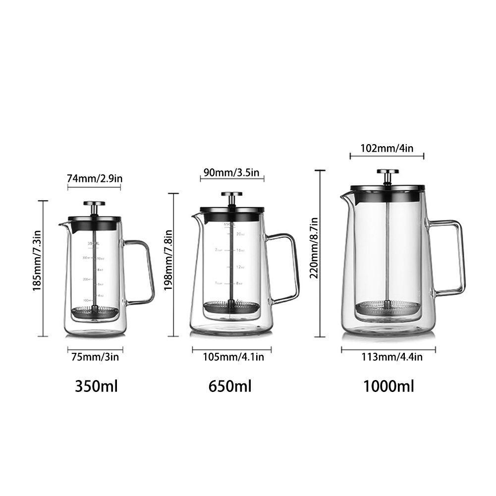 Double Layers French Press Pot - đánh giá và giá Coffee Tea Pots